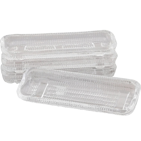 #M Vintage Glass Clear Set Of 4 Corn Holders Trays Plates - Picture 2 of 4